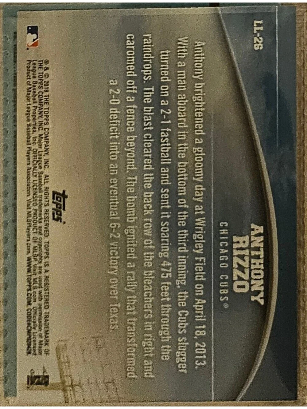 Anthony Rizzo Cubs 2018 Topps Series 2 Longball Legends Insert